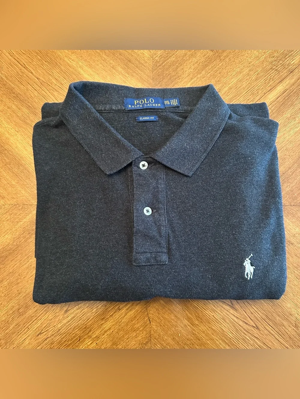 Polo Ralph Lauren Long Sleeve Gray Henley Polo White Pony Size XXL Preppy Casual